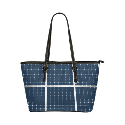 Solar Technology Power Panel Image Sun Energy Leather Tote Bag/Large (Model 1651)