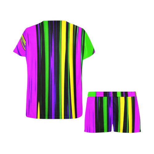 Mardi Gras Stripes Women's Short Pajama Set