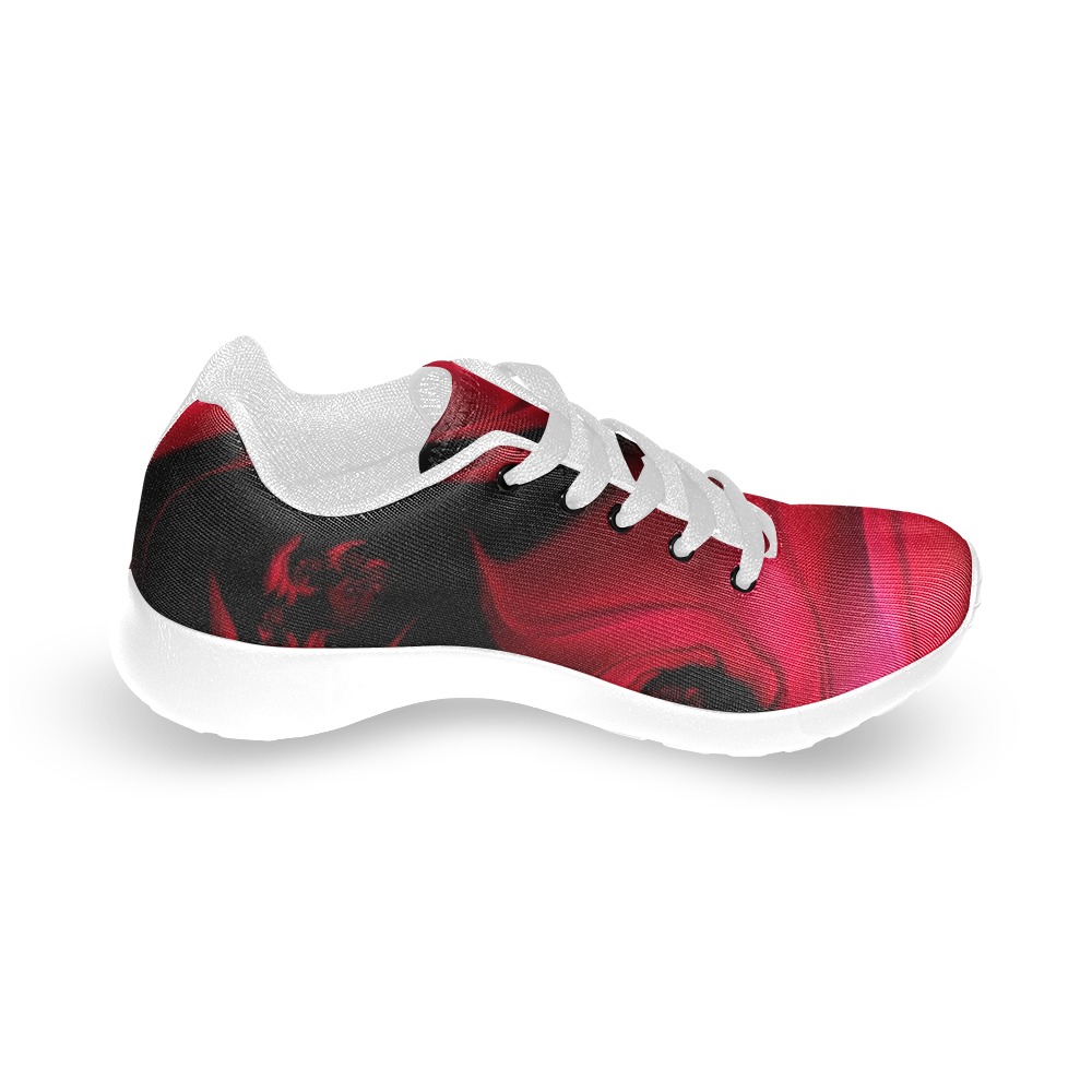 Black and Red Fiery Whirlpools Fractal Abstract Kid's Running Shoes (Model 020)