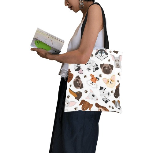 Dog Print Small Tote All Over Print Canvas Tote Bag/Small (Model 1697)