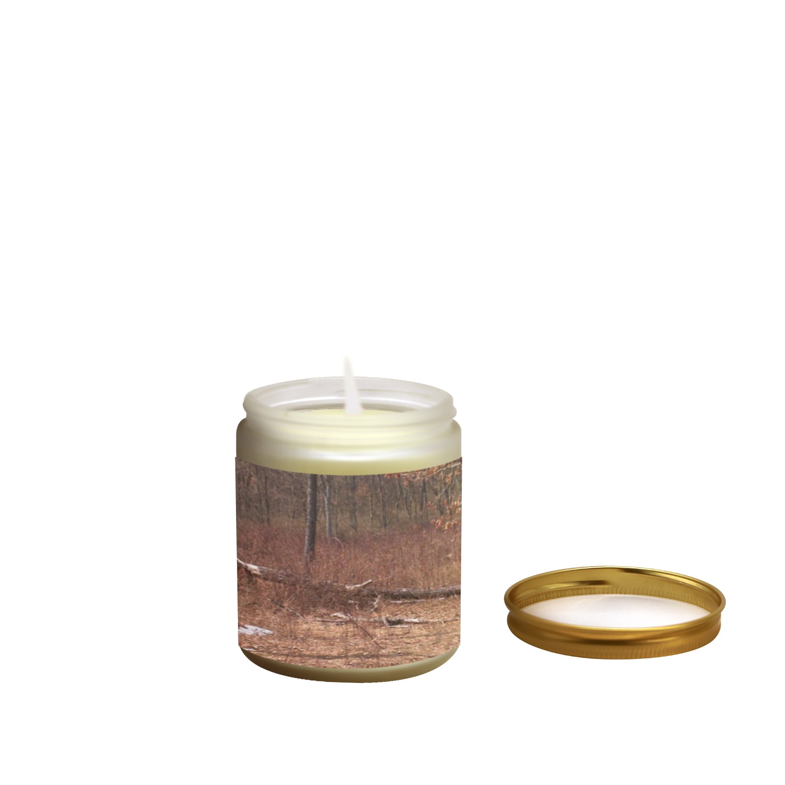 Falling tree in the woods Frosted Glass Candle Cup - Large Size (Lavender&Lemon)