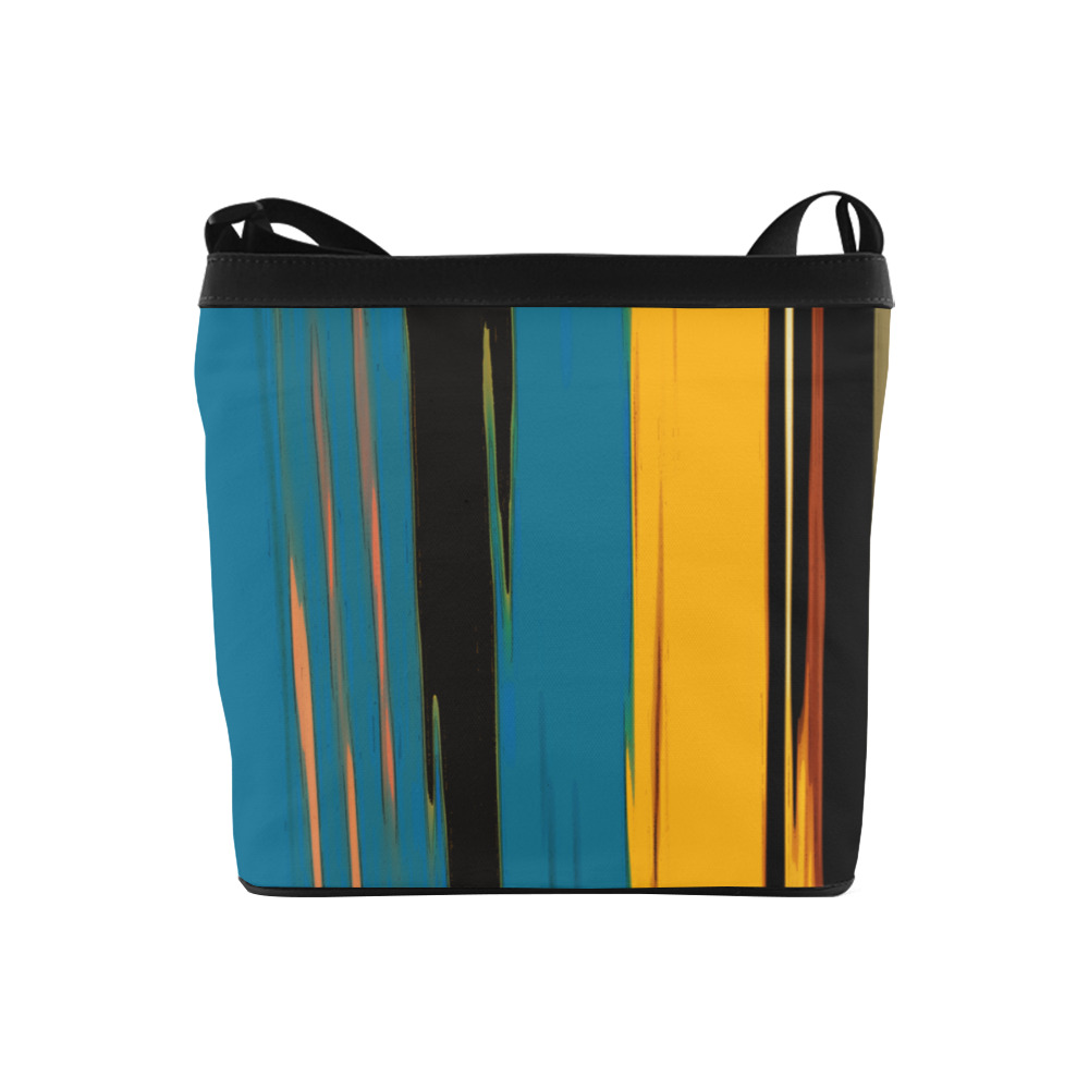 Black Turquoise And Orange Go! Abstract Art Crossbody Bags (Model 1613)