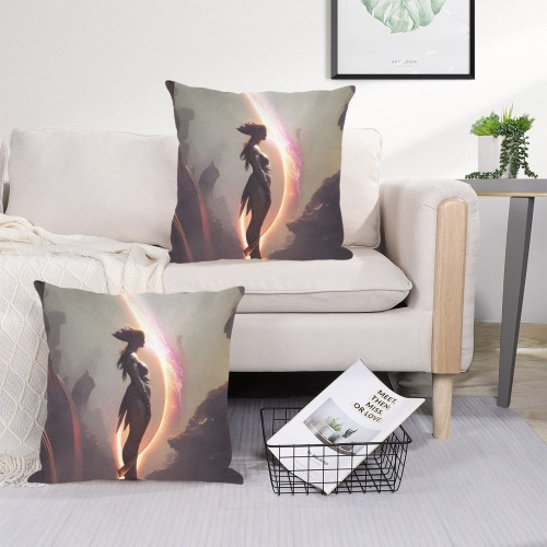 Bow of Fire Linen Zippered Pillowcase 18"x18"(Two Sides&Pack of 2)