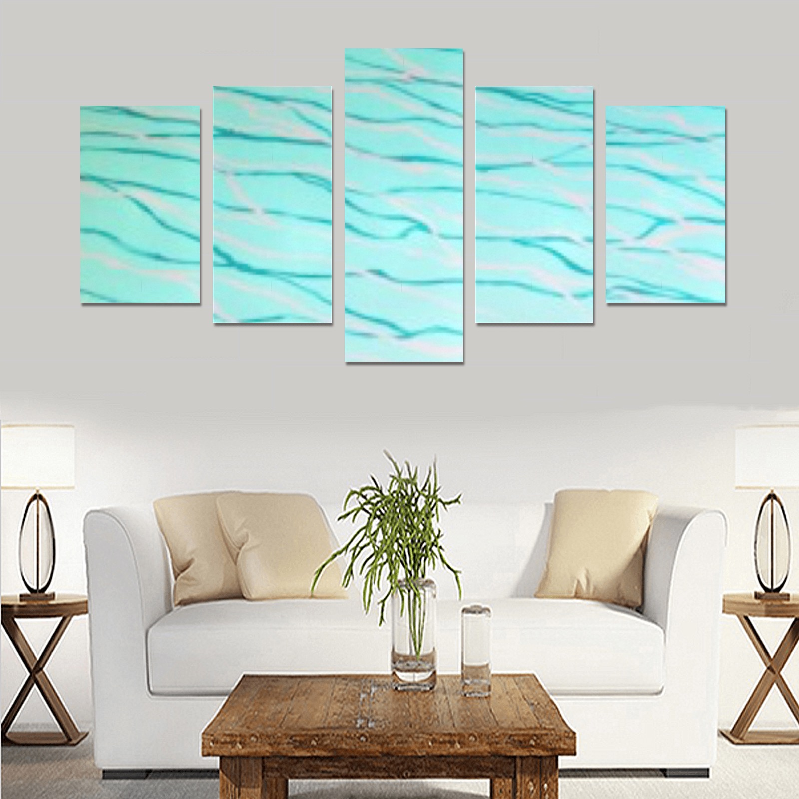 Aquamarine Blue Canvas Print Sets C (No Frame)