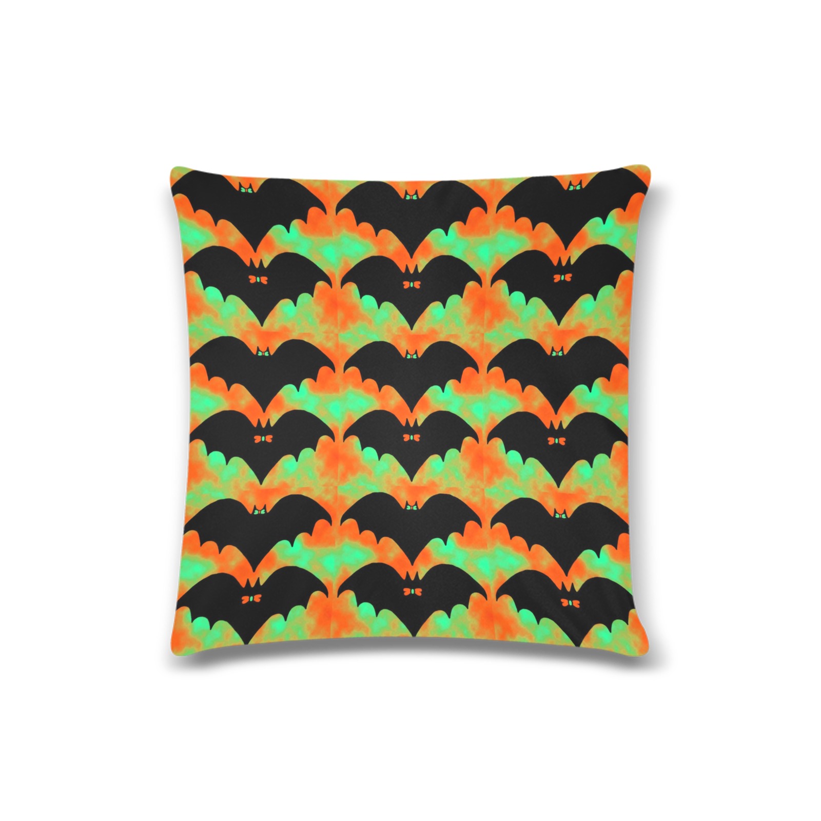 Bats And Bows Orange Green Custom Zippered Pillow Case 16"x16"(Twin Sides)
