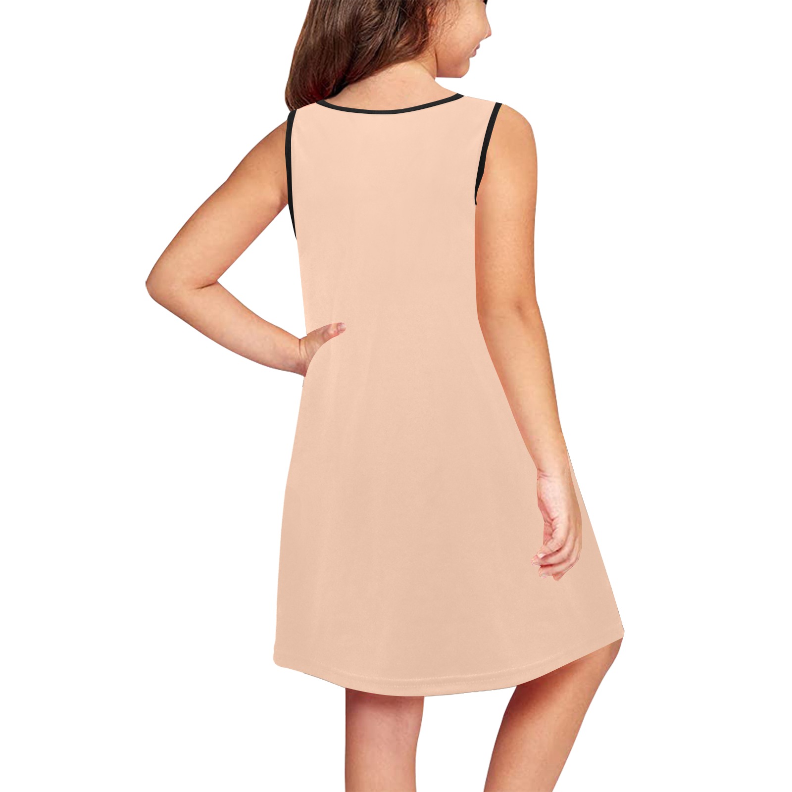 color apricot Girls' Sleeveless Dress (Model D58)