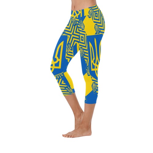 UKRAINE 2 Women's Low Rise Capri Leggings (Invisible Stitch) (Model L08)