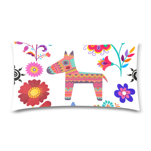 Alpaca Pinata and Flowers Rectangle Pillow Case 20"x36"(Twin Sides)