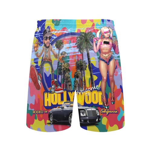 Welcome to Hollywood Collectable Fly Men's Mid-Length Beach Shorts (Model L51)