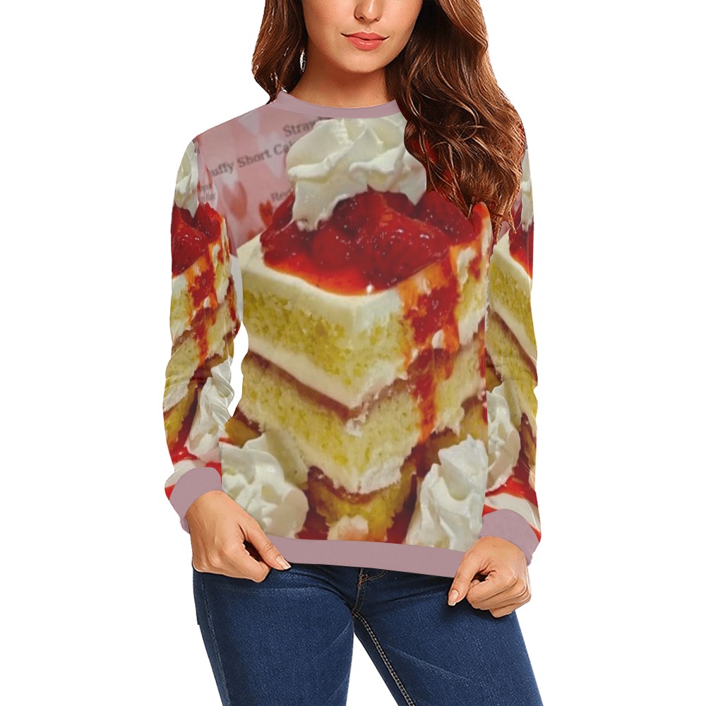 Strawberry Short cake All Over Print Crewneck Sweatshirt for Women (Model H18)