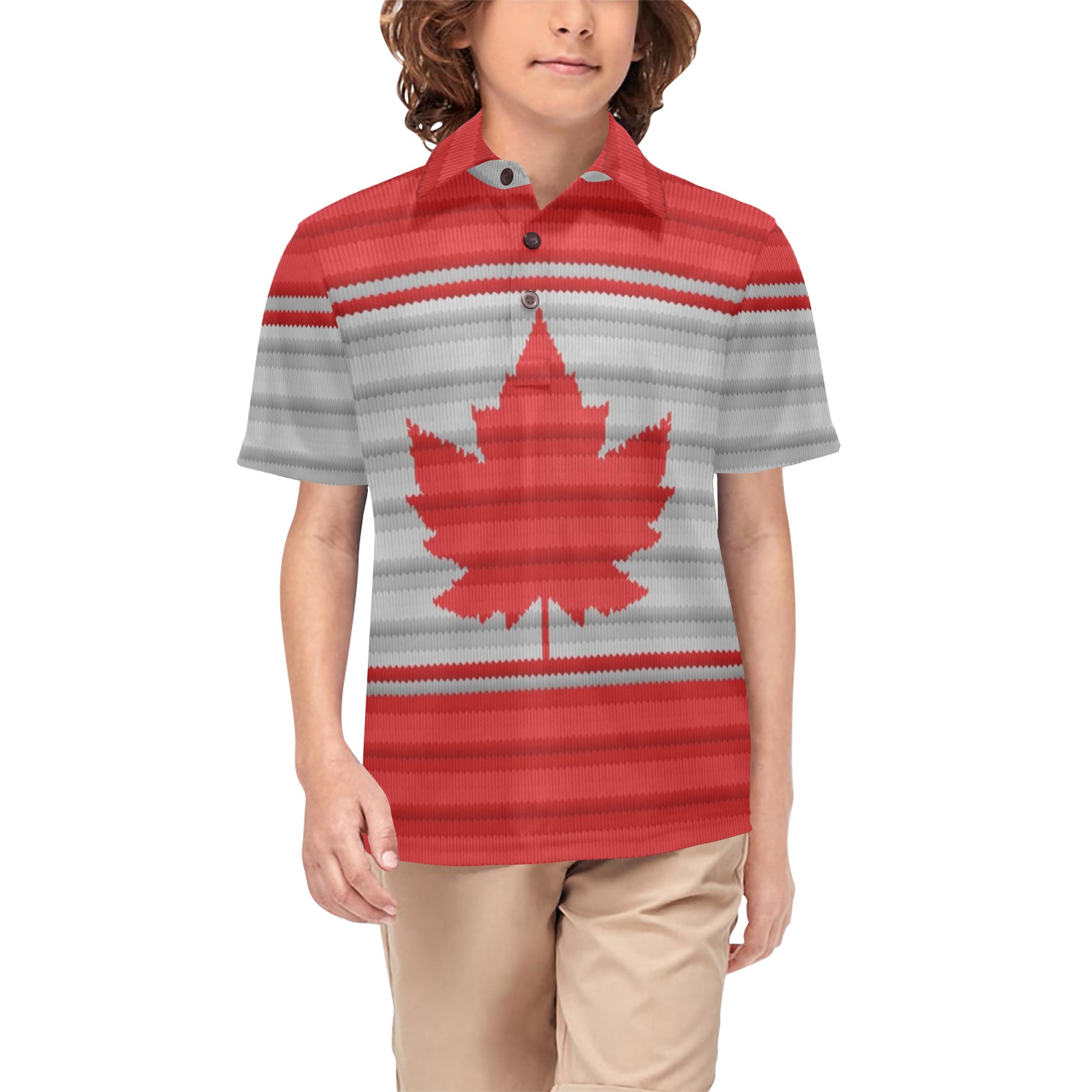 Canada Knit Team Boy's Shirts Big Boys' All Over Print Polo Shirt (Model T55)