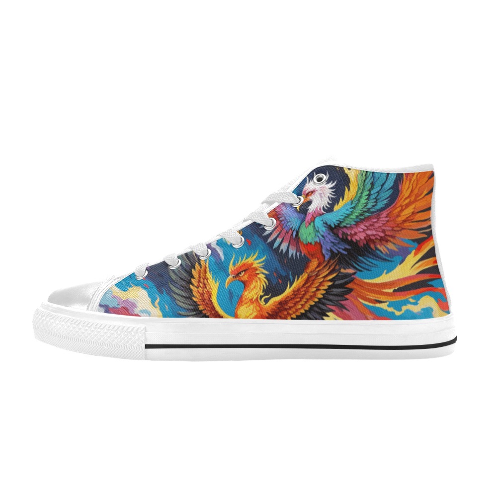 Stunning fantasy phoenix birds and fire cool art. Men’s Classic High Top Canvas Shoes (Model 017)