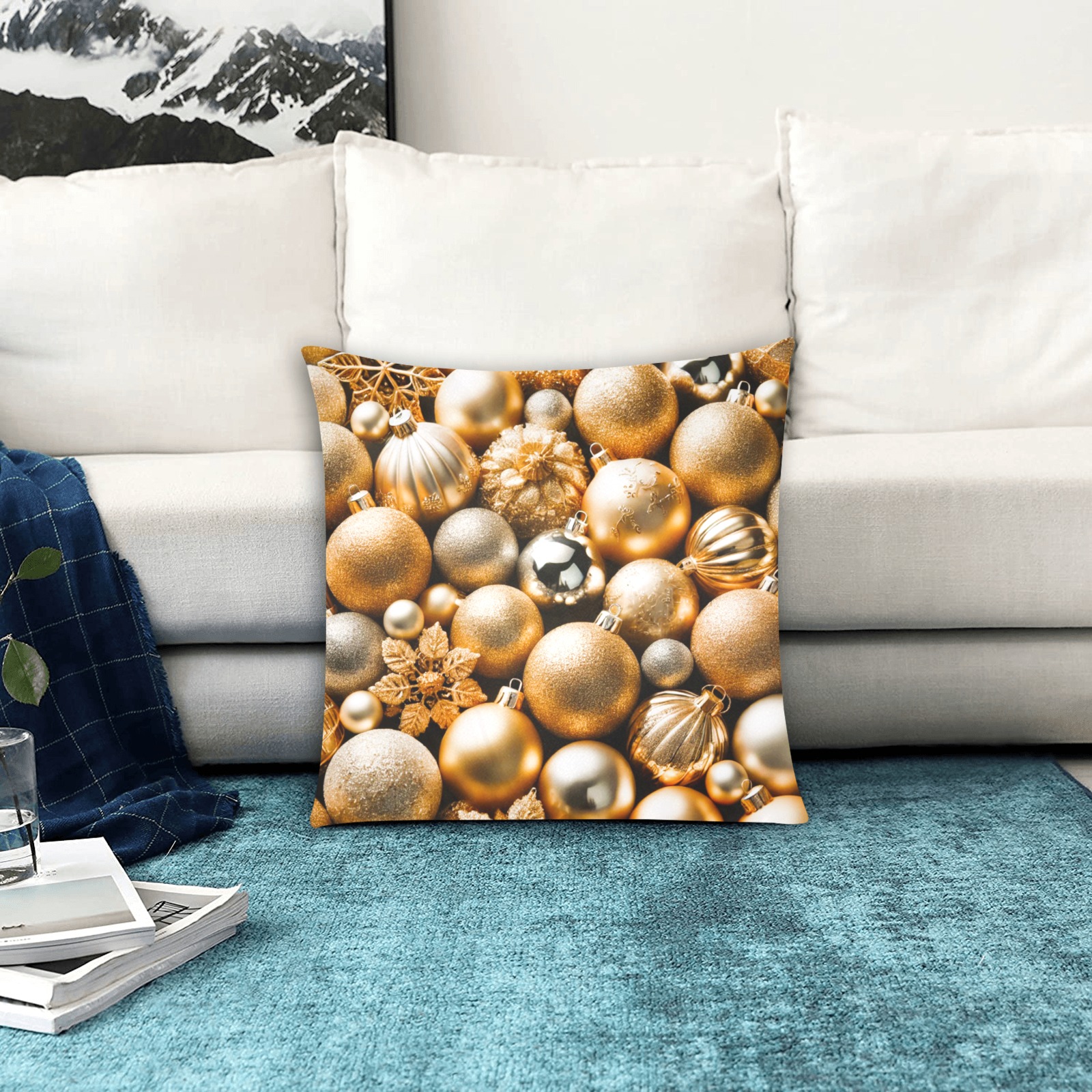 golden baubles Custom Zippered Pillow Cases 18"x18" (Two Sides)