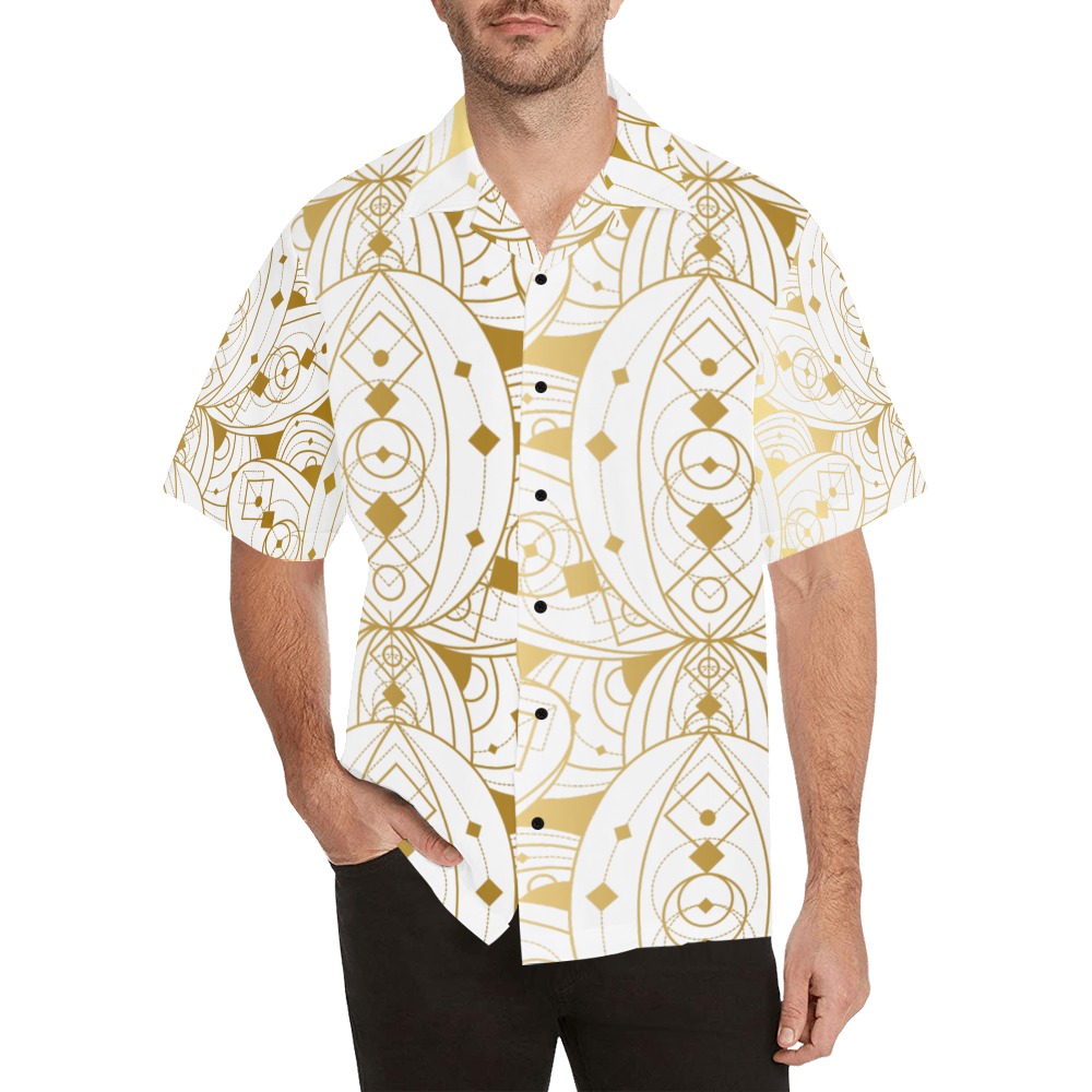 Lotuses Line Pattern Hawaiian Shirt (Model T58)