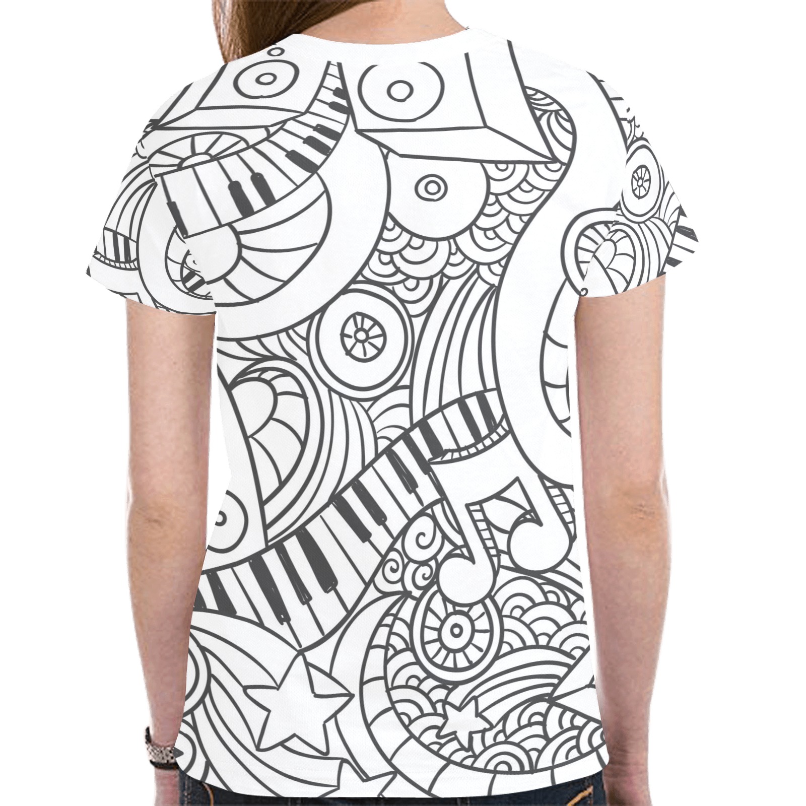 Line Art New All Over Print T-shirt for Women (Model T45)