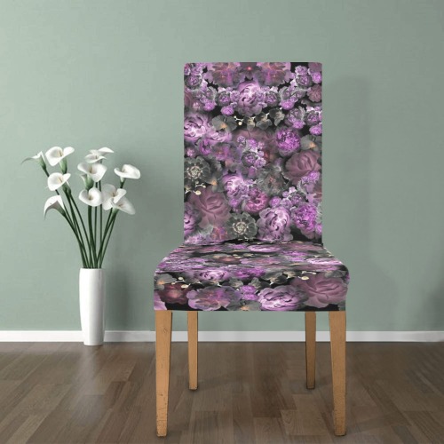 peonies dark purple Chair Cover (Pack of 4)