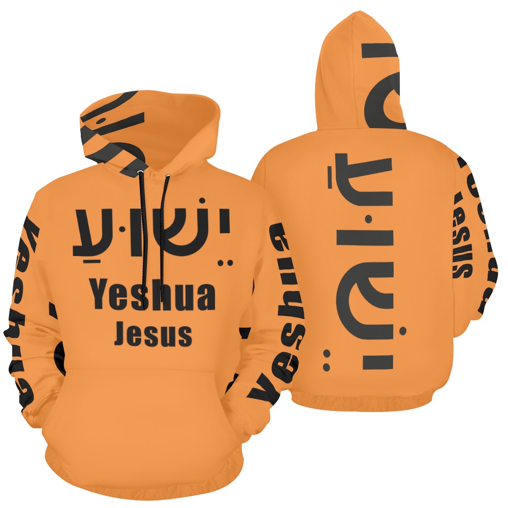 Yeshua Hoodie Orange (Blac text) All Over Print Hoodie for Men (USA Size) (Model H13)