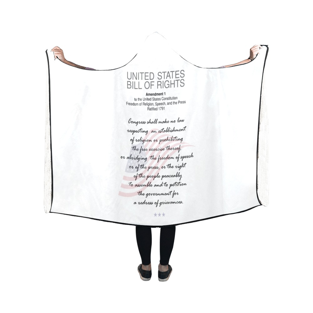 USA Bill Of Rights First Amendment Freedom Speech Hooded Blanket 50''x40''