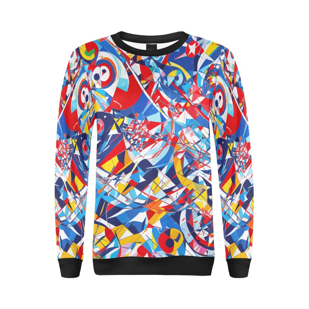 Stylish colorful abstract art. Geometrical shapes. All Over Print Crewneck Sweatshirt for Women (Model H18)