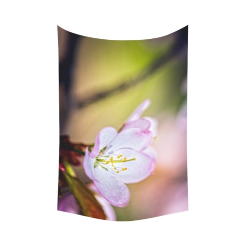 Splendid sakura Japanese cherry blossom flower. Polyester Peach Skin Wall Tapestry 90"x 60"