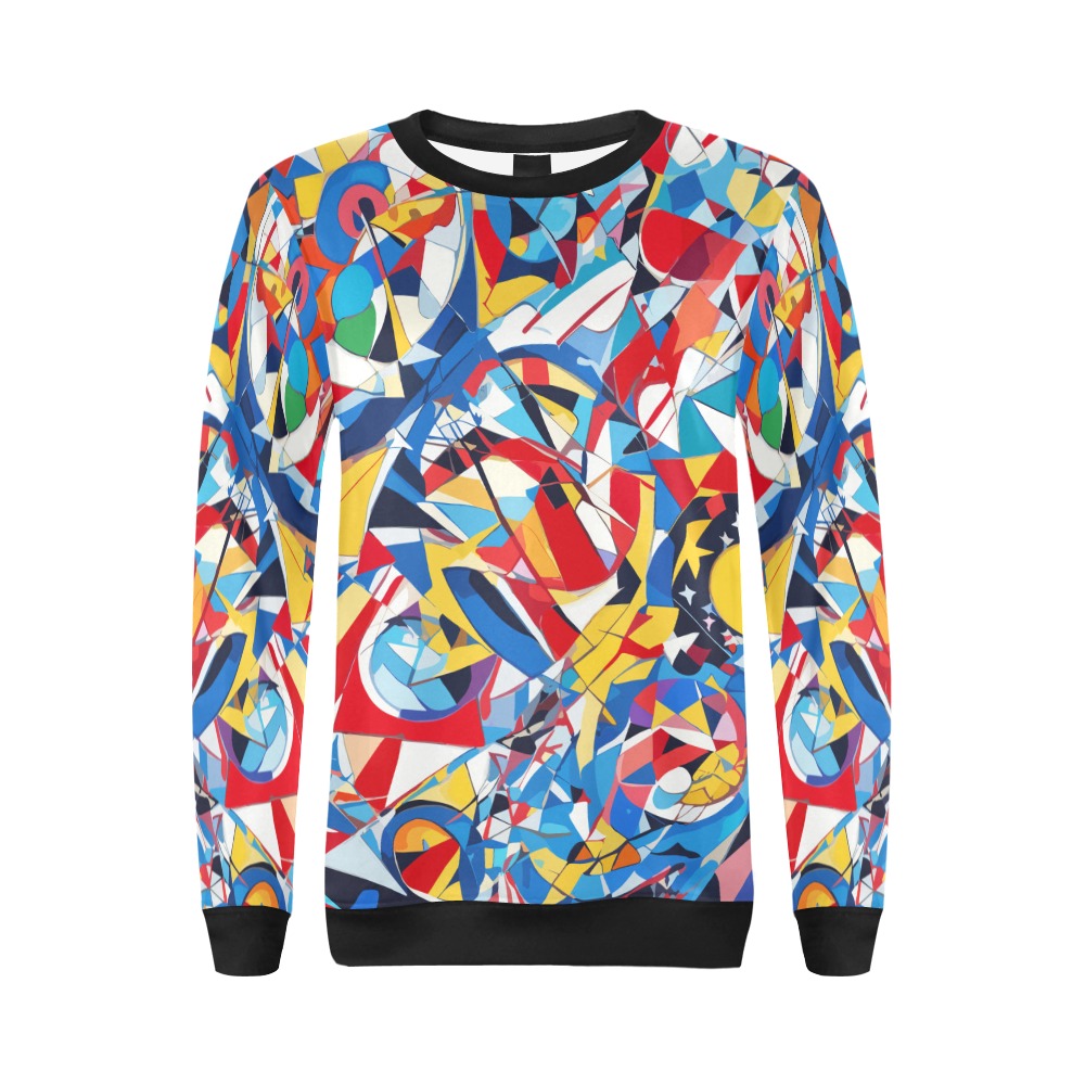 Positive colorful geometrical modernist art. All Over Print Crewneck Sweatshirt for Women (Model H18)