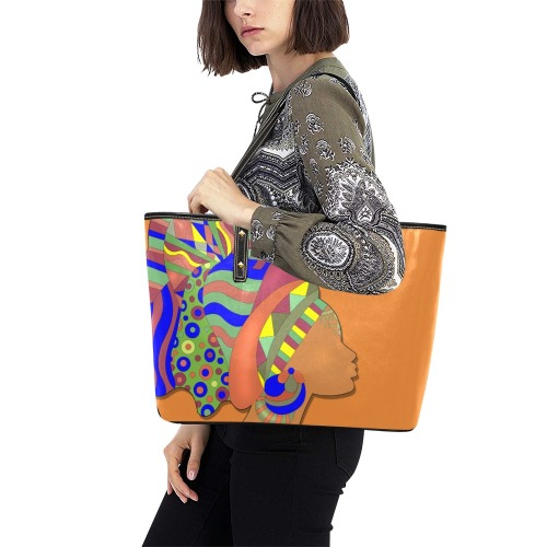 FYCQ Orange Purse Chic Leather Tote Bag (Model 1709)