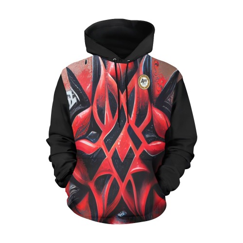 red and black graffiti diamonds All Over Print Hoodie for Men (USA Size) (Model H13)
