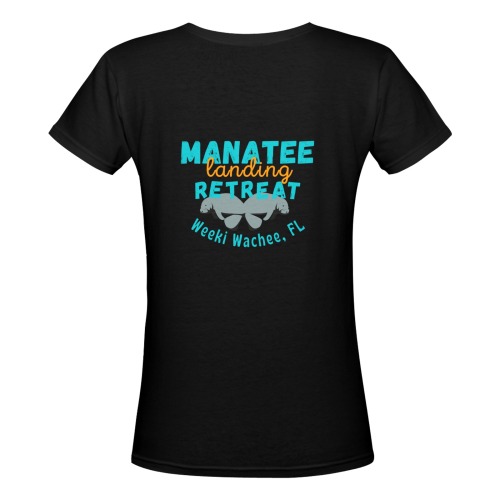 Manatee Landing Merlyn Woman's V Neck T White Women's Deep V-neck T-shirt (Model T19)