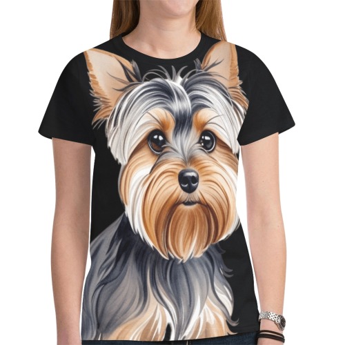 Yorkshire Terrier New All Over Print T-shirt for Women (Model T45)
