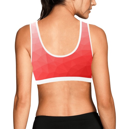 Red gradient geometric mesh pattern Women's All Over Print Sports Bra (Model T52)