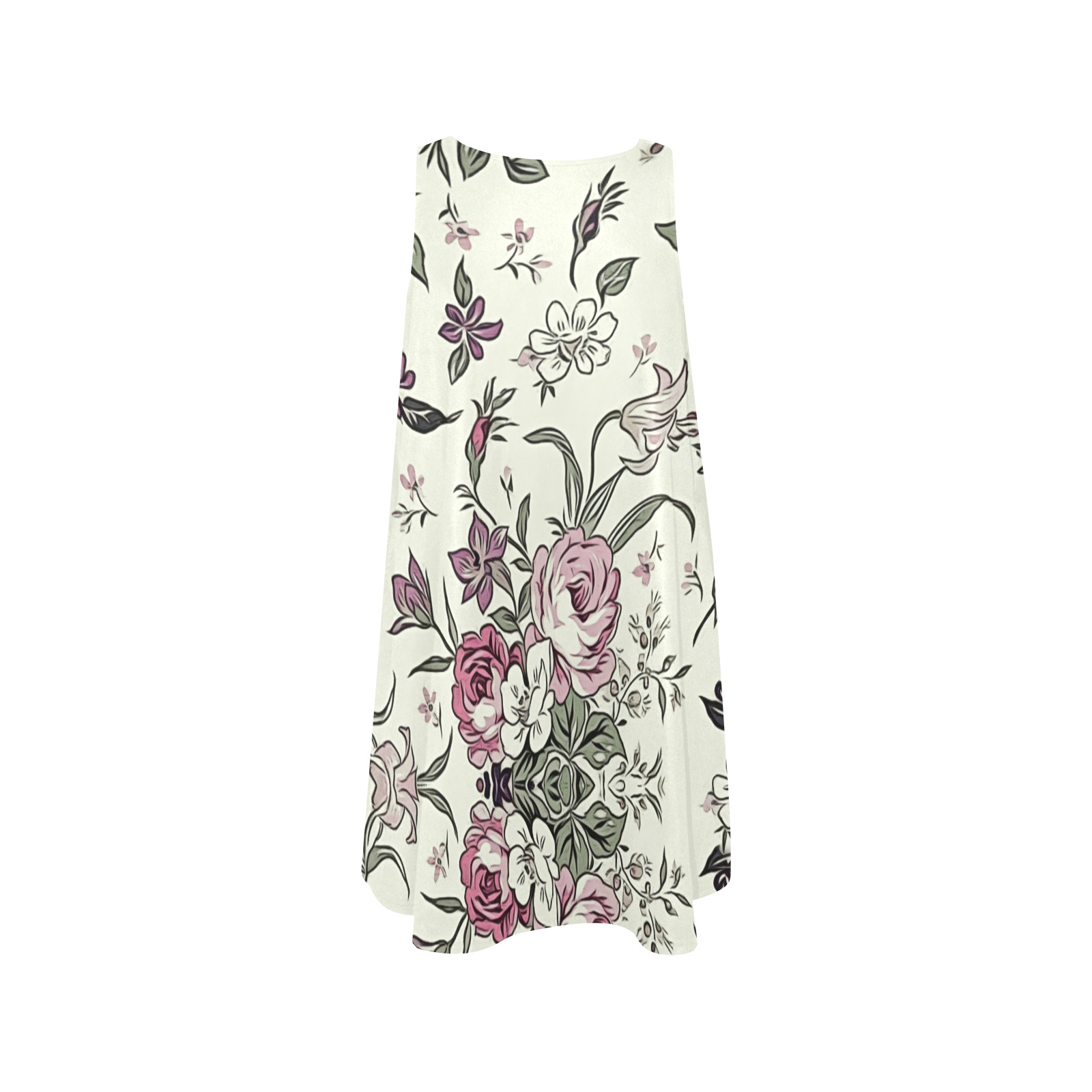 Flowers Sleeveless A-Line Pocket Dress (Model D57)