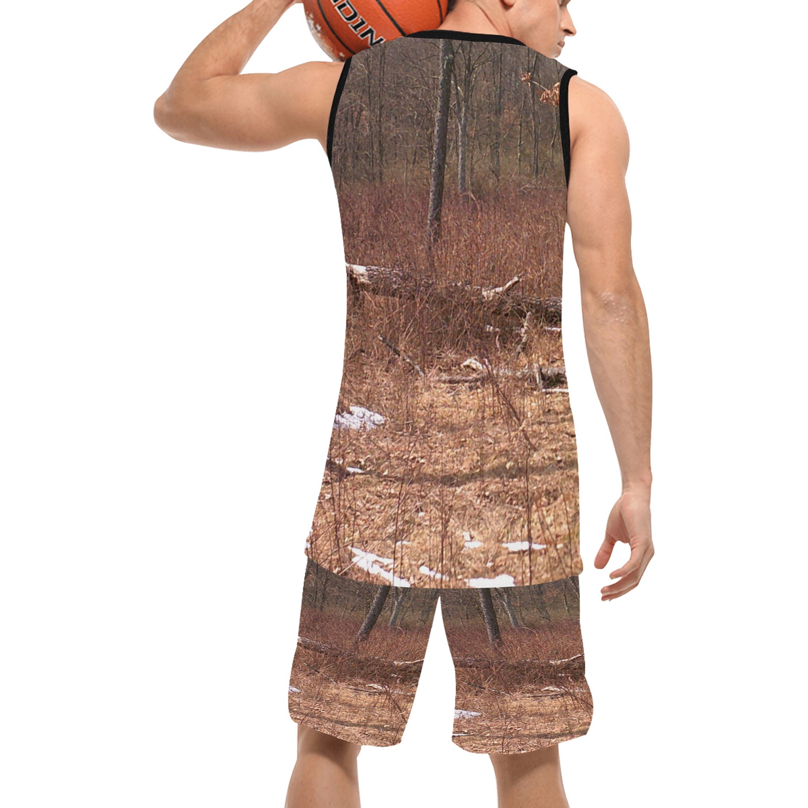 Falling tree in the woods Basketball Uniform with Pocket