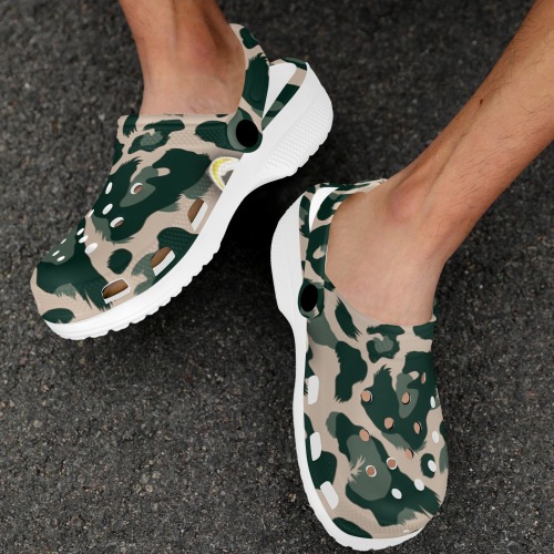 Camouflage Green Custom Print Foam Clogs for Adults