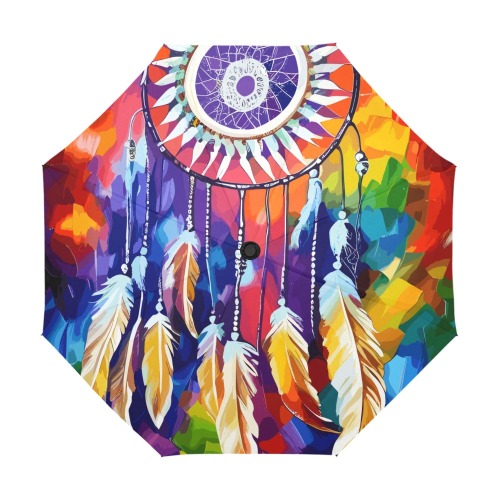 Purple dreamcatcher, colorful background art. Anti-UV Auto-Foldable Umbrella (U09)