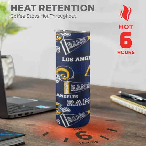 LA RAMS 20oz Tall Skinny Tumbler with Lid and Straw