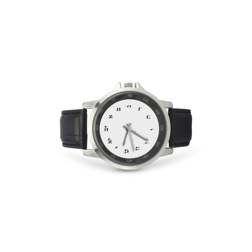 Sans titre 1 Unisex Stainless Steel Leather Strap Watch(Model 202)