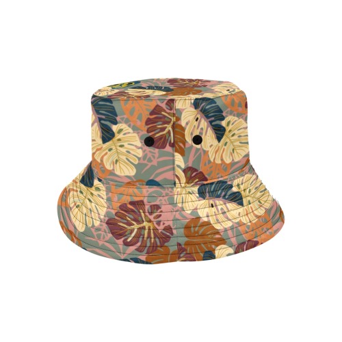 Modern leaves tropical K Unisex Summer Bucket Hat