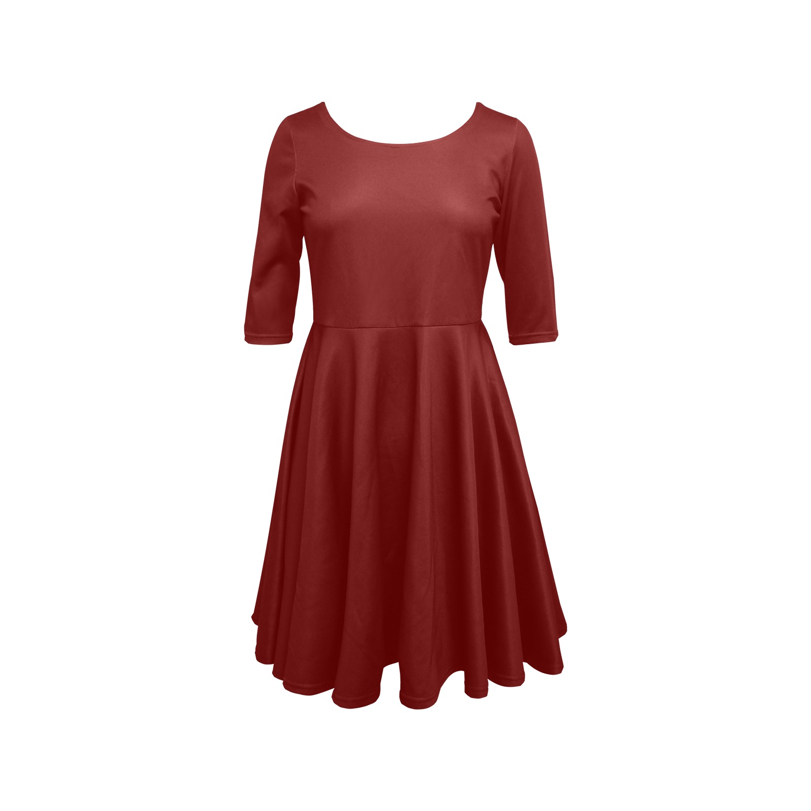 color blood red Half Sleeve Skater Dress (Model D61)