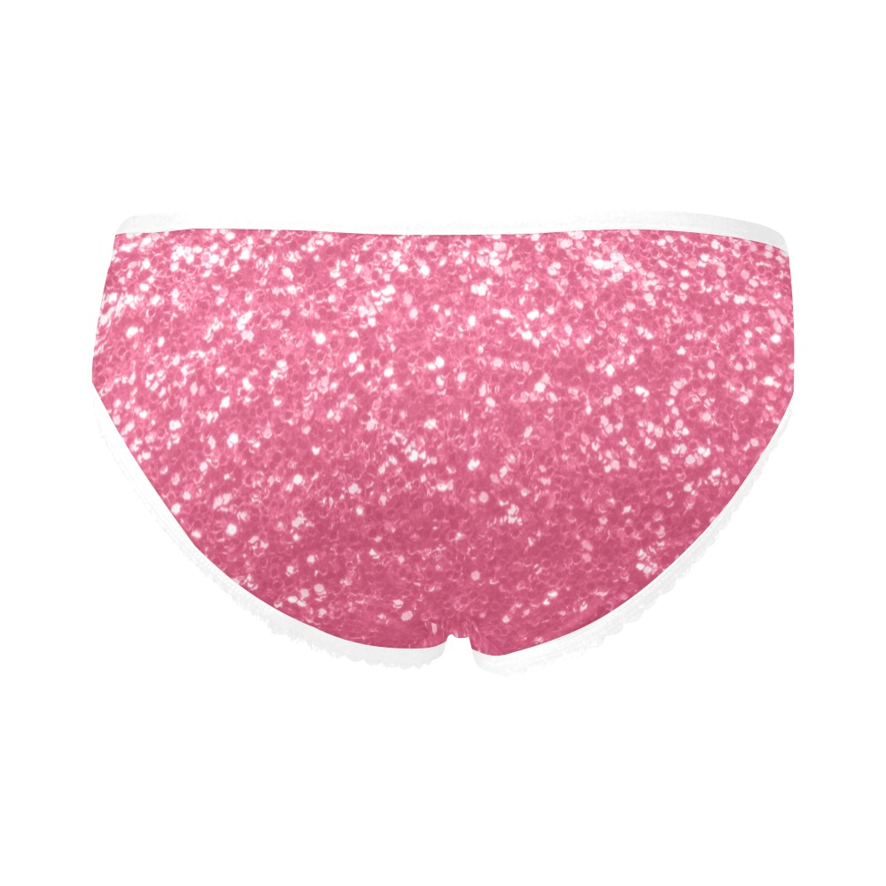 Magenta light pink red faux sparkles glitter Women's All Over Print Briefs (Model L14)