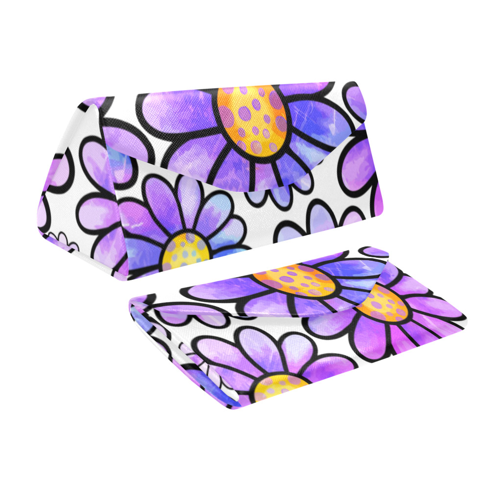 Lilac Watercolor Doodle Daisy Flower Pattern Custom Foldable Glasses Case