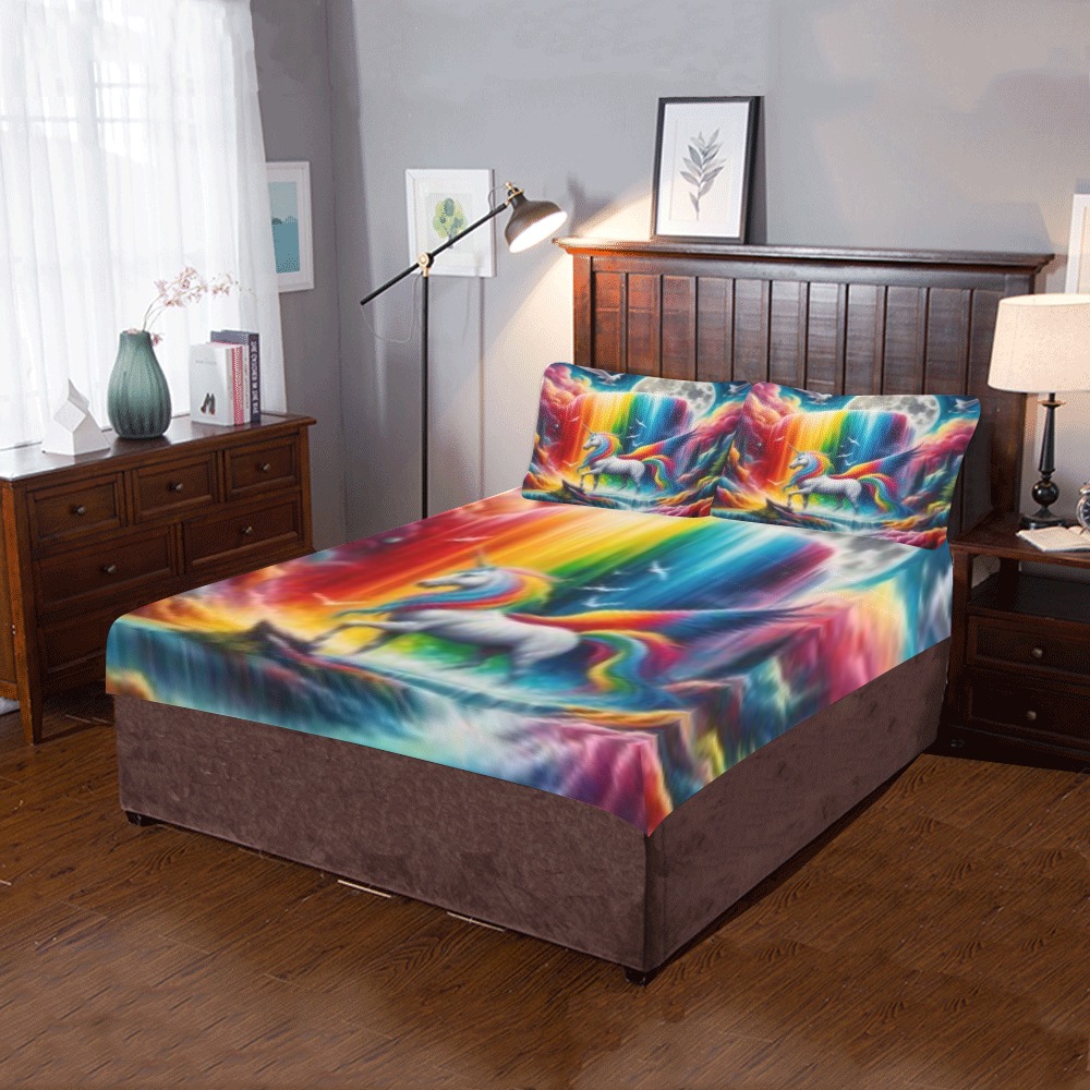 rainbow unicorn 3-Piece Bedding Set
