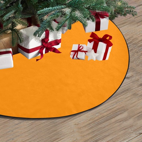 Happy Thanksgiving Orange  Solid Color Thick Christmas Tree Skirt 30" x 30"