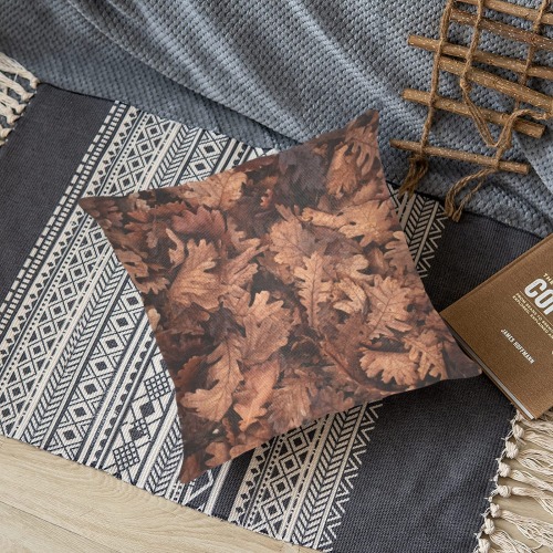 Fall Leaves Linen Zippered Pillowcase 18"x18"(Two Sides)