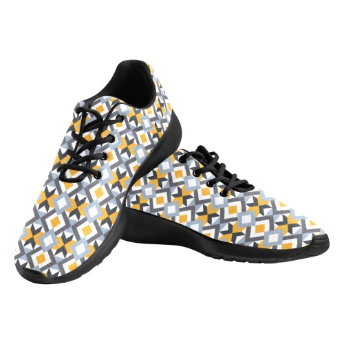 Retro Angles Abstract Geometric Pattern Men's Athletic Shoes (Model 0200)