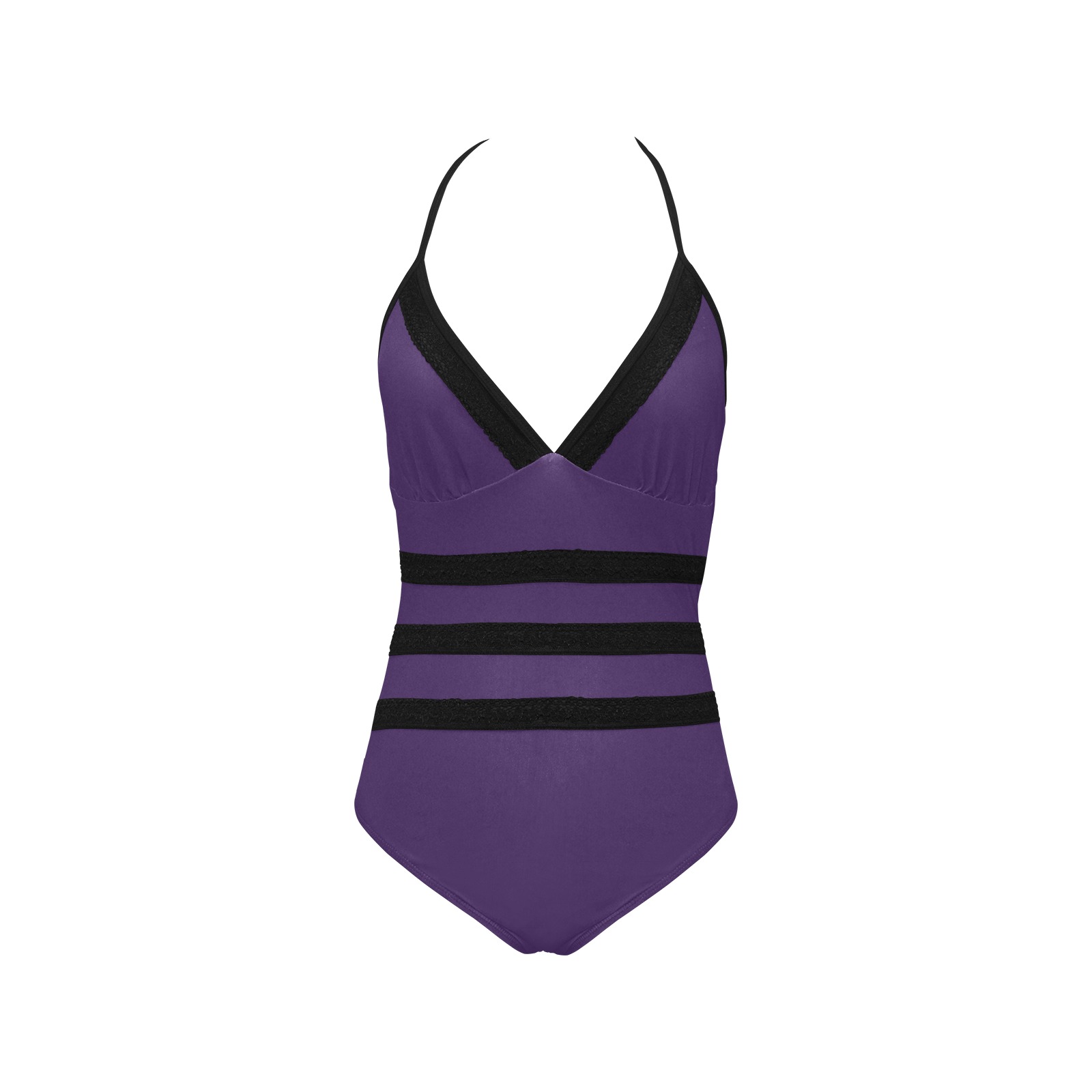 color Russian violet Lace Band Embossing Swimsuit (Model S15)