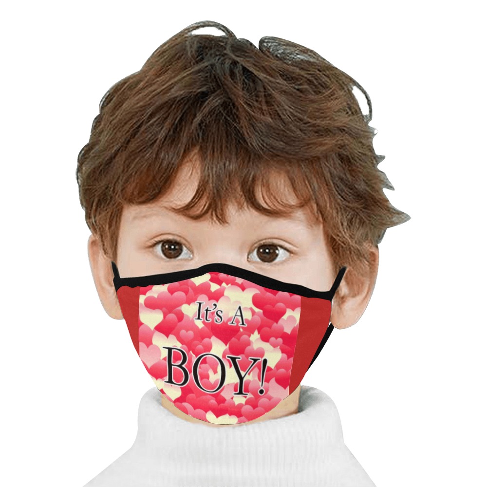 It's A Boy! Red Hearts Mouth Mask