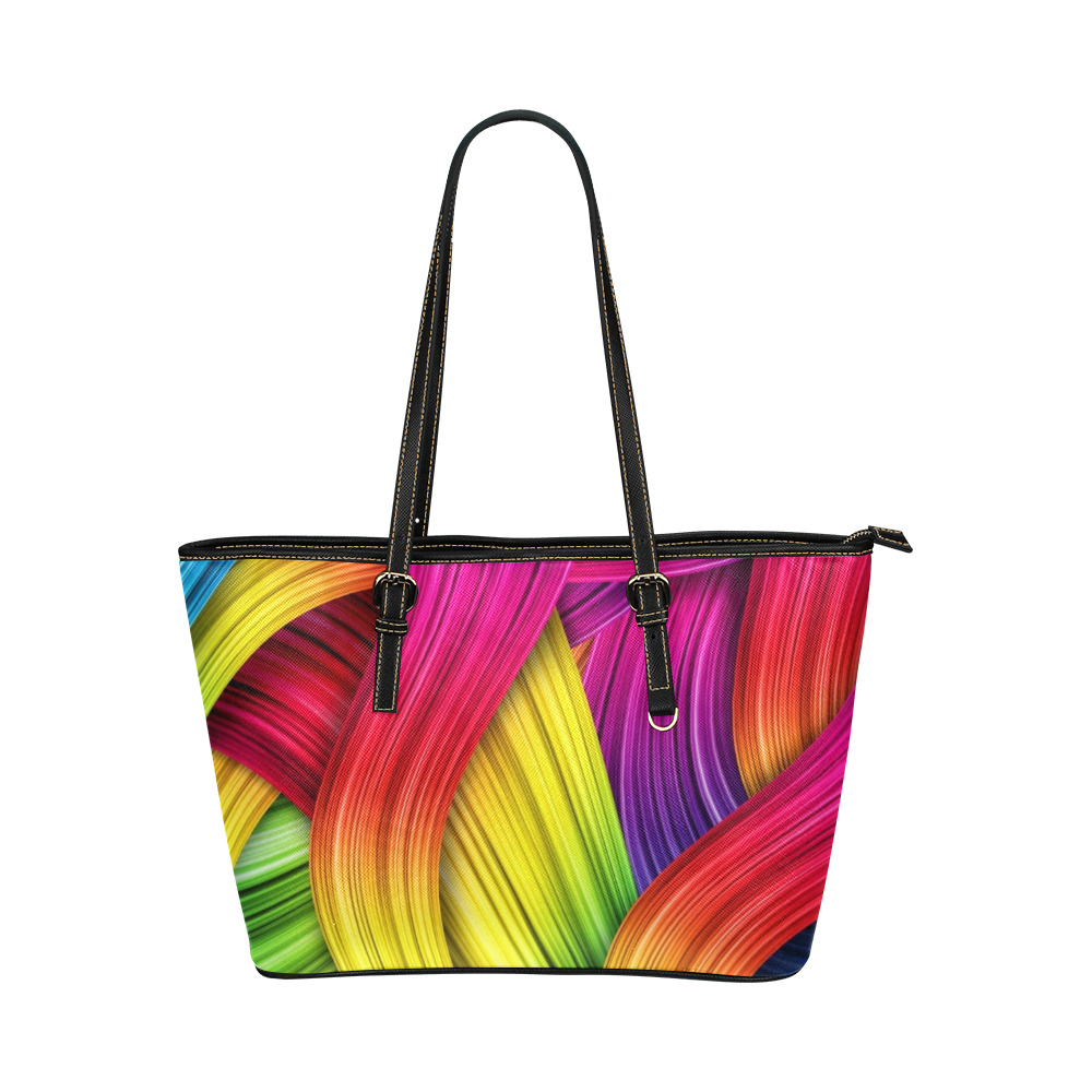 BEAUTIFUL ABSTRACT LEATHER TOTE BAG Leather Tote Bag/Large (Model 1651)