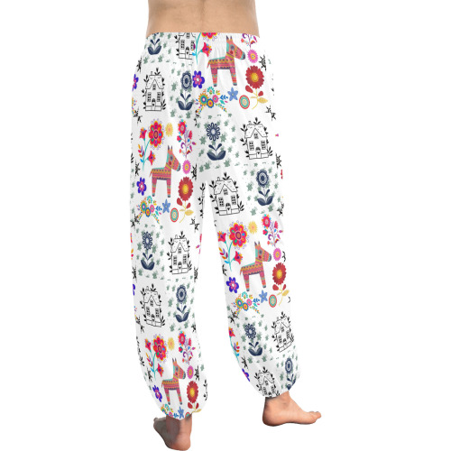 Alpaca Pinata With Blue House and Flowers Pattern Women's All Over Print Harem Pants (Model L18)