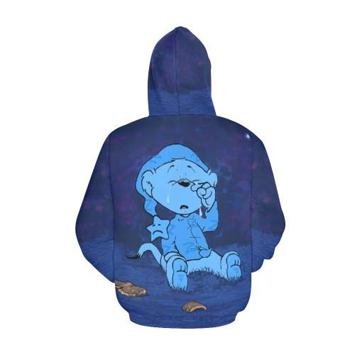 Ferald Feeling Blue All Over Print Hoodie for Women (USA Size) (Model H13)