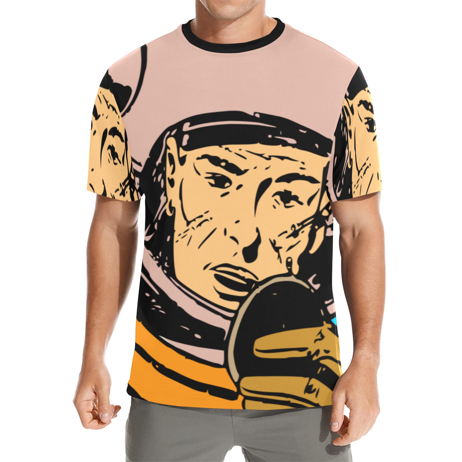 astronaut Men's All Over Print Crew Neck T-Shirt (Model T40-2)